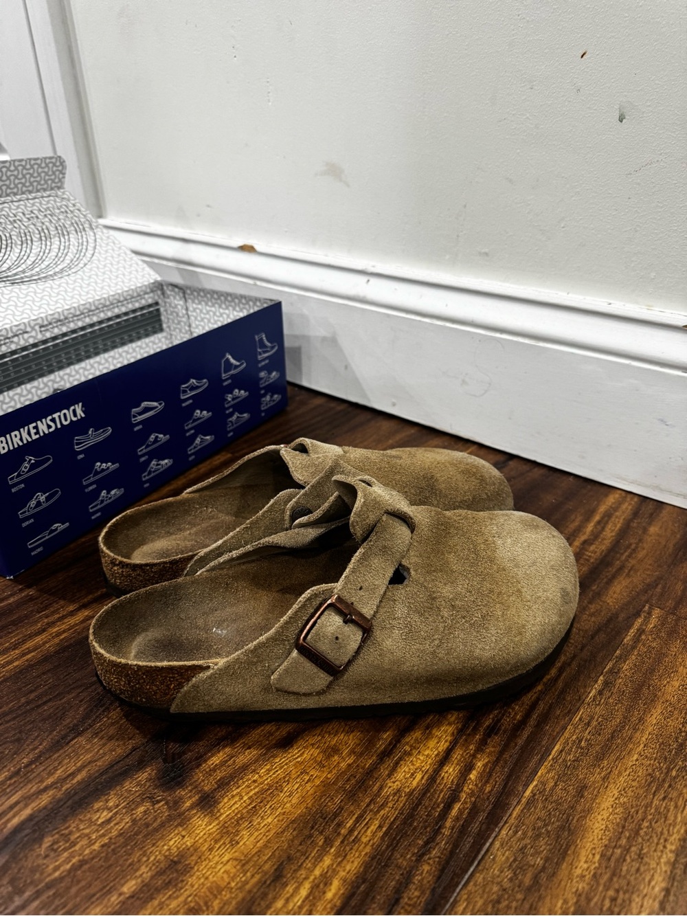 Birkenstock Boston Soft Footbed Taupe Suede Clogs Size 39 / Women’s 8
